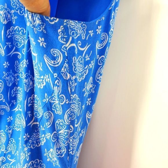 H&M Sleeveless Blue Skater Dress with Visible Back Zipper Size 10 - Picture 7 of 9